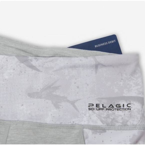 Pelagic Leggings Gray on Gray Fish Print, Size L - Picture 5 of 6